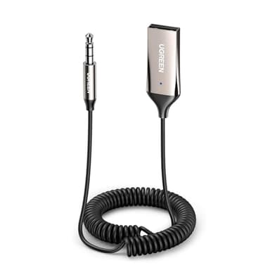 UGREEN Receptor Bluetooth 5.3 Adaptador Jack 3.5mm Aux Auxiliar Conector Audio Coche Manos Libres, Gris Oscuro