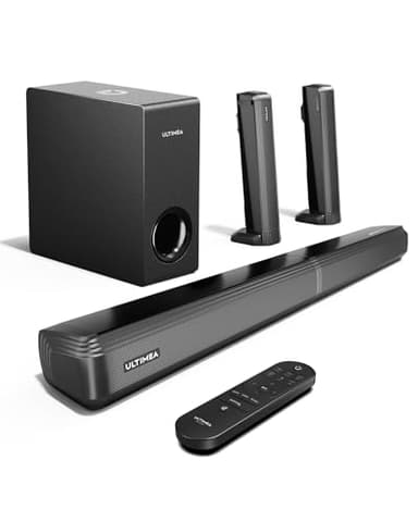 ULTIMEA 4.1ch Barra de Sonido TV Dolby Atmos, 2 en 1 Soundbar Bluetooth 5.3 con Subwoofer, Potencia 280W, 3 Modos EQ Barras de Sonido para TV, Aumento Graves, HDMI in/eARC, Serie Apollo S60