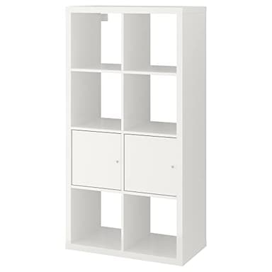 IKEA KALLAX - Estantería con puertas, 77 x 147 cm, alto brillo/blanco