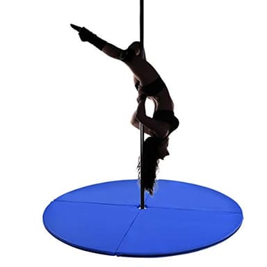COSTWAY Pole Dance Mat Diámetro 150cm Grosor 5cm Colchoneta Seguridad Plegable para Entrenamiento Bailar Ejercicio (Azul)