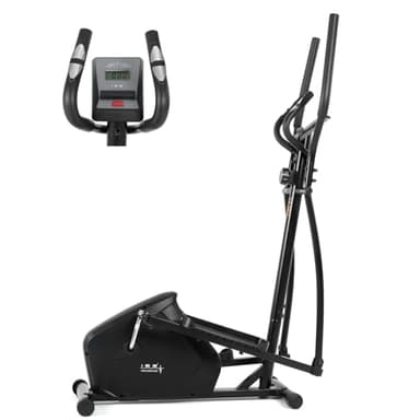 ISE Bicicleta Elíptica para casa con zancada de 28 cm, eliptica con, 8 Niveles de Sistema magnético Externo bidireccional, elipticas Fitness casa con LCD Pantalla y sensores de Pulso
