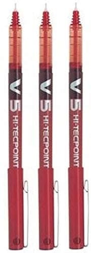 Piloto BX V5 Rojo Hi-Tecpoint Extra Fino Rollerball Pluma 0.5mm Punta Punta 0.3mm Anchura Línea (Paquete De 3)