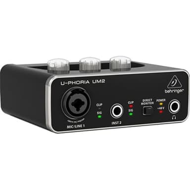Behringer UM2 Interfaz de audio USB Audiophile 2x2 con preamplificador de micrófono XENYX