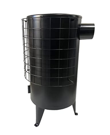 FERRETERIA LEPANTO Estufa de leña redonda Grande chapa Negra para leña potencia 6,7kw