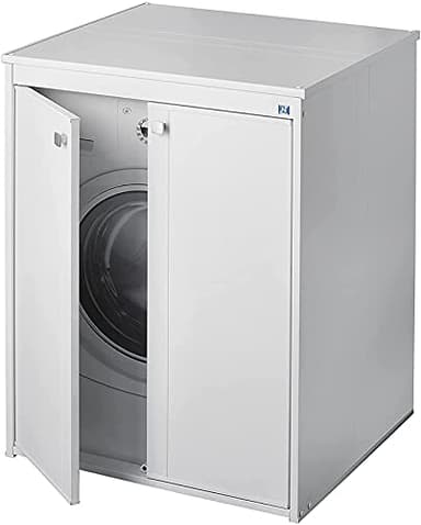 Negrari Funda para lavadora AM5012P de resina PVC, resistente a la humedad, lavadora, secadora, kit de montaje completo, interior/exterior, 70 x 60 x 94 cm, blanco