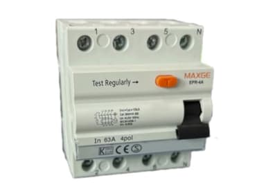 Diferencial 4P 63A 300mA superinmunizado, protección contra sobrecargas y cortocircuitos, ideal para instalaciones eléctricas seguras.