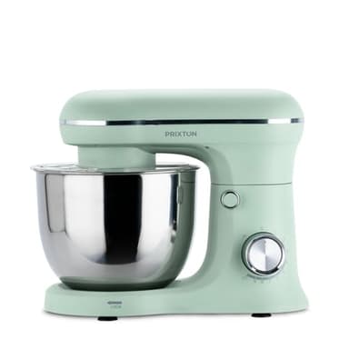 PRIXTON Batidora Amasadora KR250 para Repostería, Potencia 1500W, 10 Velocidades, Bol Acero Inoxidable de 5 litros, 3 accesorios, Tapa Transparente, Color Verde Mint Mate