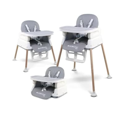 Mobiclinic® kids, Trona bebé evolutiva, 3 en 1, Kiara, Elevador + silla de juegos alta, Plegable, Arnés con 5 puntos, Bandeja ajustable, 6-36 meses, Hasta 15 kg, Textil impermeable