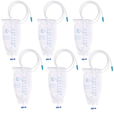 6 bolsas de orina de 750 ml para las piernas: bolsa de orina para catéter, bolsa de orina, bolsa de pierna, bolsa de drenaje de orina, bolsa de drenaje con 2 correas, bolsa de orina con válvula y