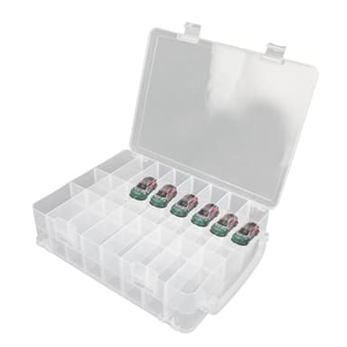 XiyaxiVici Organizador para vehículos Caja de Almacenamiento de Plástico Transparente 48 Compartimentos Juego de regalo para coches de juguete 33x25x8cm