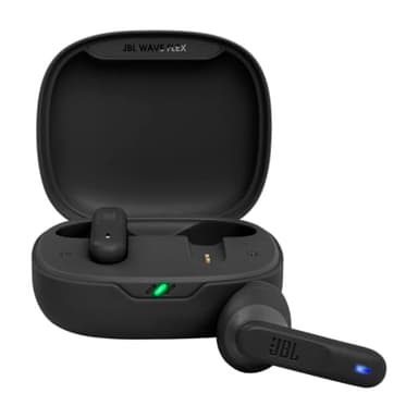 JBL Wave Flex, auriculares inalámbricos In-Ear con resistencia al agua IP54 e IPX2, tecnología TalkThru y AmbientAware y 32 horas de duración de la batería, en negro