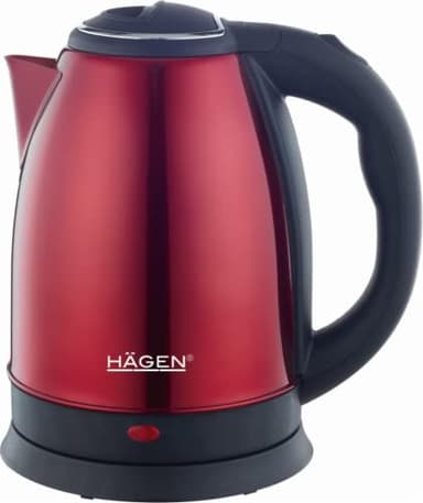 Hagen - Hervidor eléctrico sin cable - Acero inoxidable - 1,8L - HA5525-RED-Rojo