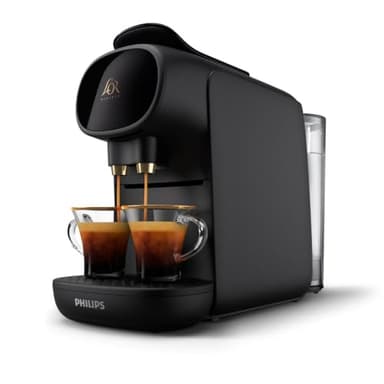 L'OR Barista Cafetera de Cápsulas - Sistema Double Shot, Presión de 19 Bares, Reconocimiento Dual de Cápsulas, Bandeja de Goteo Ajustable, Piano Noir (LM9012/66)