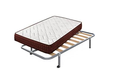 Cama express 15 Colchón Viscosoft Ergos + Somier Hades con 4 Patas Cuadradas 32 cm, Acero aleado, Marrón, Medida : 80 x 190 cm