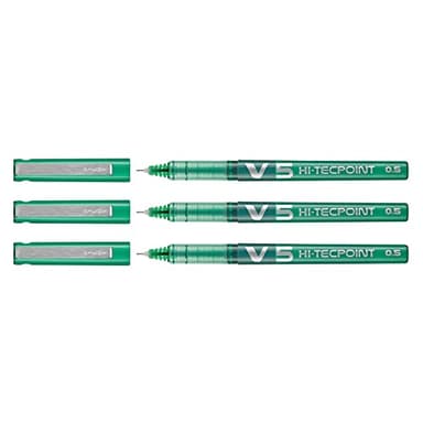 Pilot Hi-Tecpoint V5 - Lote de 3 bolígrafos roller (tinta líquida, punta fina, color verde