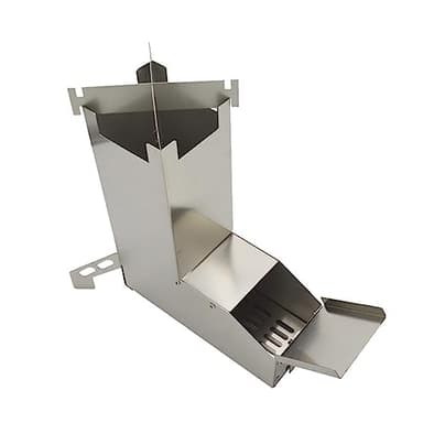 NUZAMAS Estufa de camping de acero inoxidable tipo L, estufa de leña plegable, portátil, juego de utensilios de cocina para acampar al aire libre, senderismo, mochilero, barbacoa