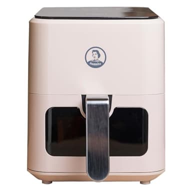 Juanita Freidora Aire 1350W FryZen 2, Con Panel Intuitivo Ajustable Y Temporizador 60 Minutos, Ventana de Cristal Antiadherente Extraíble, Capacidad 4L, 8 Programas, Pantalla Táctil (Blanco Nacarado)
