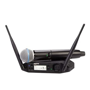 Micrófono inalámbrico Shure GLXD24+/B58 para Iglesias, Karaoke y Voces con batería de 12 Horas y Alcance de 30m. Incluye micrófono Vocal Beta 58A y Receptor de Canal único.