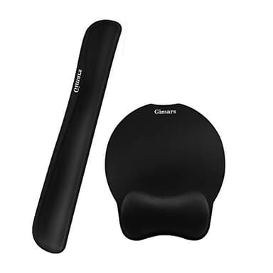 Gimars Alfombrilla Ratón y Reposamuñeca Almohadilla Teclado con Reposamuñecas Ratón con Base de Goma Antideslizante Reposamuñeca Teclado Ergonómica para Ordenador en Oficina Casa Escuela Juego,Negro