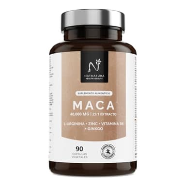 Maca Andina, Ultra concentrada 40.000mg - 25:1 Extracto – L- Arginina, Zinc, Vitamina B6 y Ginkgo – Impulsa tu Energía y Vitalidad – Mejora tu Potencia más personal - 90 Cápsulas.