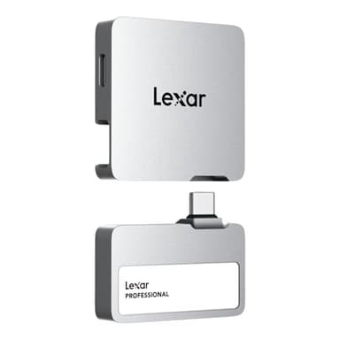 Lexar 2TB Externo SSD Professional Go con Hub, Ultracompacto, Compatible con Apple ProRes, hasta 1050 MB/s de Lectura, USB 3.2 Gen 2, Resistente al Agua y al Polvo IP65, para iPhone 15/16, Plateado