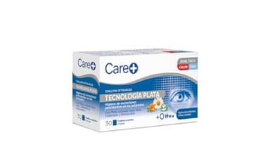 Care+, Toallitas Oftálmicas Tecnología Plata, Higiene Integral de Párpados y Pestañas, Con Aloe Vera y Manzanilla, Para Blefaritis e Irritaciones, 30 uds