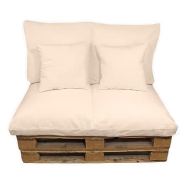 Acomoda Textil – Cojines Sofá Palets 2 Plazas Desenfundable y Lavable 120x80cm. Conjunto 4 Piezas Mullido Tela para Hogar, Jardín y Terraza NO Incluye PALETS. (Beige)