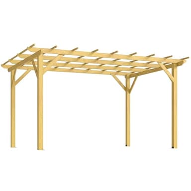 Outsunny Pergola jardín Exterior 3 x 4 m pérgola corredera escamoteable, pérgola de Madera, cenador de jardín para Enredaderas trepadoras, Flores, Rosales, pérgola para terraza, Patio, Madera Natural