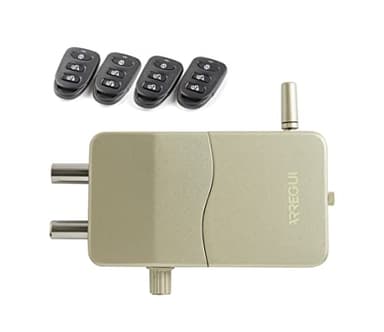 ARREGUI CI10D-AL Cerradura de Seguridad Invisible para Puerta con Alarma Sonora | 4 mandos a distancia | Antirrobo, Anti Okupas | Cerradura Electrónica | Cerrojo Inalámbrico Interior | dorado