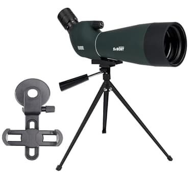 Svbony SV28PLUS Telescopio Terrestre con Trípode y Adaptador de Smartphone, 20-60x80mm con A5 Rojo Clarete FMC BAK4 IP65 Impermeable, para Tiro al Blanco para Adultos, Tiro con Arco