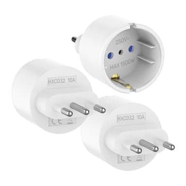 Clomnpe Adaptador Enchufe Italiano, Adaptador Enchufe Europa/España a Italiano Tipo L para Italia, Chile, Maldivas, Uruguay, Siria (Blanco-3 Pcs EU a IT)
