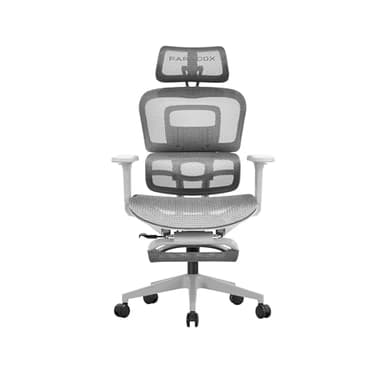 PARADOX - Ergo One Silla Ergonómica de Oficina - Silla Gaming con Reposapiés - hasta 120 kg, para Altura 165-195 cm, con Soporte Lumbar, Respaldo de Malla, Ajustable - Gris