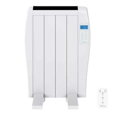 Cecotec Radiador Eléctrico Bajo Consumo Ready Warm 800 Thermal. 4 Elementos, 600 W, De pared o pie, 3 Modos, Temporizador, Mando a Distancia, Pantalla LED, Blanco