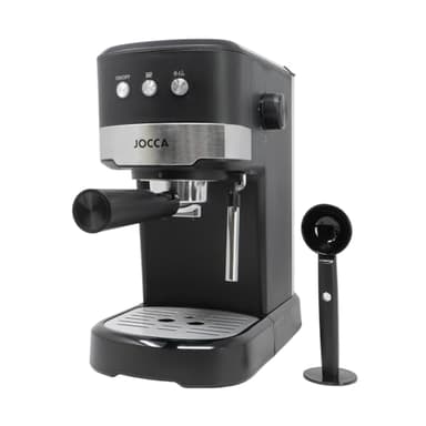 Jocca - Cafetera Expresso 20 Bares con Vaporizador, 1100W, Deposito 1.25L Desmontable, Metal, Negro