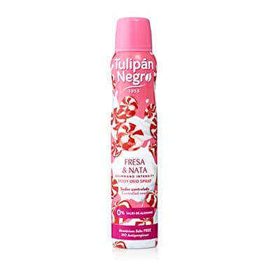 Tulipán Negro Desodorante Spray Fresa y Nata 200 ml, 0% Sales de Aluminio, Sudor Controlado