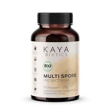 Kaya Biotics MULTI SPORE - Bacillus coagulans & Bacillus subtilis - Probióticos orgánicos a base de esporas - Fabricado en Alemania - 5 mil millones de UFC por cápsula