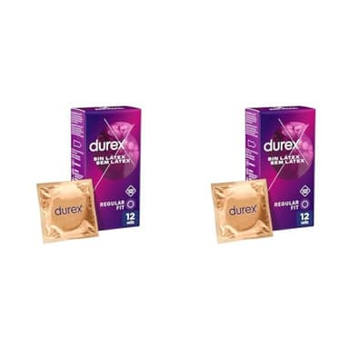 Durex Preservativos Sin Látex, Clásico Sin Látex, Dermatológicamente Testado, 12 condone (Paquete de 2)