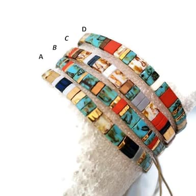 Pulseras Tila Miyuki con cordón ajustable de nudo corredizo