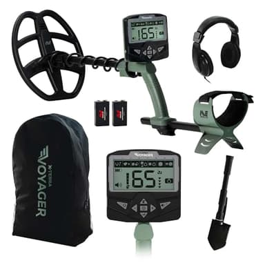 Minelab X-Terra Voyager Detector de Metales Profesional Todo Terreno para Adultos con Bobina Impermeable, 4 Modos de detección, Kit Completo con Auriculares, Mochila, Pala Profunda