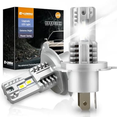 D-Lumina Bombilla H4 LED Canbus 9003/HB2,100W 16000LM 6500K Chip CSP Super Brillante Luz Alta y Luz Baja, Lámpara Halógena de Diseño de Reemplazo 1:1 con Ventilador Sin Polaridad, Plug and Play
