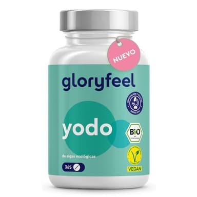 Yodo de Algas Ecológicas - 225µg Yodo Alta Dosis - 365 Tabletas - Calidad Ecológica Certificada - Yodo 100% natural de algas pardas - Función tiroidea + Hormonas - Vegano y Probado en Laboratorio