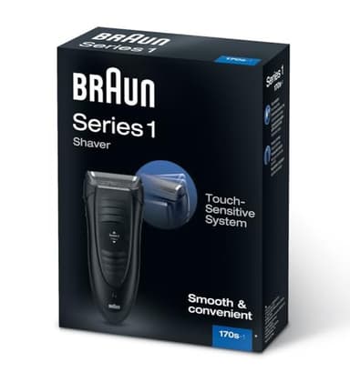 Braun Maquinilla de afeitar serie 1 para hombre, afeitadora eléctrica con recortadora de pelo largo, maquinilla de afeitar eléctrica con cable, regalo para hombre, años 70, negra, 1 pieza