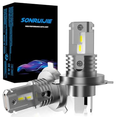 SONRUIJIE H4 LED Canbus Bombilla 100W 16000LM, 6000K 600% Brillante, lámpara halógena de diseño de reemplazo 1: 1, Plug and Play, Resistente al Agua IP68, 2 piezas