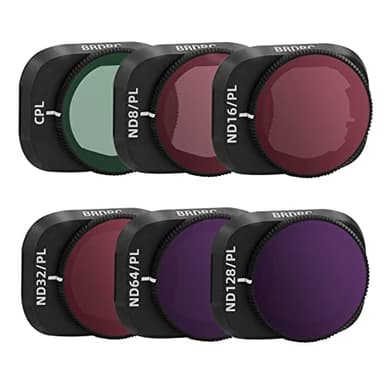 BRDRC Mini 3 Pro - Juego de 6 filtros CPL, ND8/PL, ND16/PL, ND32/PL, ND64/PL, ND128/PL filtros de Densidad Neutra compatibles con dji Mini 3 Pro/Mini 3 Drone Accesorios de Lente (Marco de aleación de