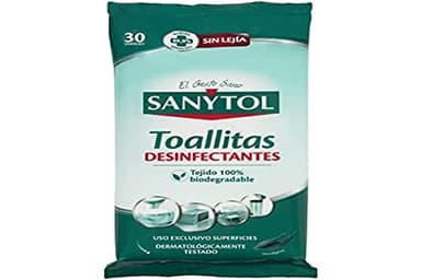Sanytol – Toallitas Desinfectantes Multiusos, Eliminan Bacterias, Hongos y Virus Sin Lejía, Perfume Eucaliptus - 30 Toallitas