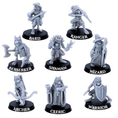 Fox Folk Miniatures Set – 8 personajes de animales de fantasía para juegos de rol de mesa | Modelos jugables a escala de 28 mm | DnD, Wargames | Licencia de miniaturas épicas | Figuras de resina sin