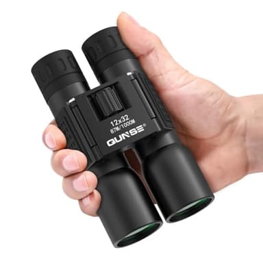 QUNSE Prismáticos 12x32 Profesionales Binoculares de Largo Alcance, Prismaticos Binoculares Ninos Compacto,Observación de Aves,Senderismo y Exteriores,Marino,Ver Deportes,Viaje,Caza,Concierto