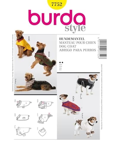 Burda Patrón 7752 Idea Creativa Abrigo para Perro