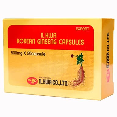 Ginseng Coreano Puro, Calidad Ilhwa, 500 mg, 50 cápsulas en Blíster | Panax Ginseng 100% Sin aditivos | Energía Física y Mental | Raíces Maduras de Cultivo Propio y Extracción Exclusiva
