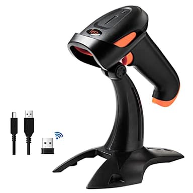 Tera Lector de Código de Barras QR 2D Inalámbrico con Soporte 3 en 1 Compatible con Bluetooth y Escáner, Inalámbrico y con Cable USB Portátil, HW0001